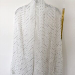 Super Soft Sheer Off White Scarf/Wrap with Silvery Gray Dots